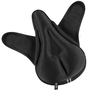 Zacro Gel Bike Seat Cover - Extra Soft Gel Bicycle Seat with Cross Straps and Reflecting Strip of The Bottom, Bike Saddle Cushion with Water&Dust Resistant Cover (Black)
