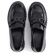 Load image into Gallery viewer, VERDASCO Platform Loafers for Women Leather Chunky Heel Lug Sole Shoes Womens Penny Loafers Comfort Slip On Round Toe Office Work Shoes Fashion Dress Shoes for Women（Black with Chain, 8）
