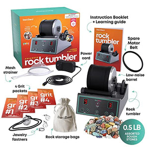Advanced Professional Rock Tumbler Kit - with Digital 9-Day Polishing Timer & 3 Speed Settings - Turn Rough Rocks into Beautiful Gems : Great Science & STEM Gift for Kids All Ages : Geology Toy