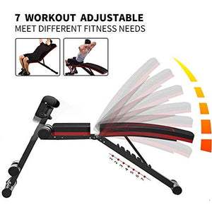 HOLATO Adjustable Weight Bench for Full Body Workout ,Foldable Workout Bench Home Gym Weightlifting and Strength Training,Multi-Purpose Sit up Bench Portable Exercise Bench