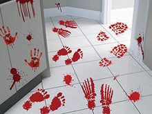 Load image into Gallery viewer, jollylife 126PCS Bloody Footprints Floor Clings - Halloween Handprint Zombie Restroom Sign Decals Vampire Party Decorations Stickers Wall Supplies（14 Sheets）
