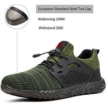 Load image into Gallery viewer, SUADEX Indestructible Steel Toe Work Shoes for Men Women Puncture Proof Composite Toe Working Shoes Black/Green

