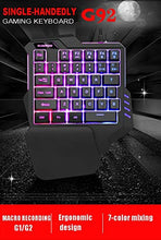Load image into Gallery viewer, CHUNUO One-Handed Mechanical Gaming Keyboard, USB Wired Rainbow Letters Glowing Luminous with Wrist Rest, Gaming Keyboard Set (Keyboard + Ordinary Mouse)
