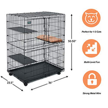Load image into Gallery viewer, MidWest Cat Playpen / Cat Cage Includes 3 Adjustable Resting Platforms, Removable Leak-Proof Pan, Easy 2-Door Top / Bottom Access &amp; 4-locking Wheel Casters

