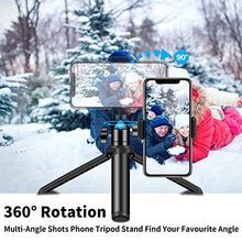 Load image into Gallery viewer, Phone Tripod, SYOSIN 2020 Extendable Phone Camera Tripod Mount with Bluetooth Control and Universal Clip，360°Rotating Flexible Tripod Stand Holder,Compatible with Smartphone, Camera and GoPro
