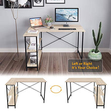 Load image into Gallery viewer, Bestier Computer Desk with Storage Shelves Under Desk, Small L-Shaped Corner Desk with Shelves 47 Inch Writing Desk Table with Storage Tower Shelf Home Office Desk for Small Spaces P2 Wood Oak
