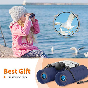 Binoculars for Kids Best Gifts for 3-12 Years Boys Girls 8x21 High-Resolution Real Optics Mini Compact Binocular Toys Shockproof Folding Small Telescope for Bird Watching,Travel, Camping