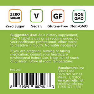 EZ Melts D3 as Cholecalciferol, 5,000 IU, Sublingual Vitamins, Vegetarian, Zero Sugar, Natural Apple Flavor, 90 Fast Dissolve Tablets