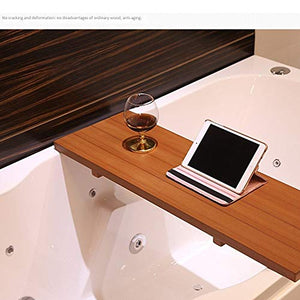 Y-s-h Wooden Bathtub Tray, Waterproof Non-Slip Bathtub Tablet Holder, Environmental Protection and Anti-Aging Luxury Bathtub Caddy Tray/Suitable for Any Size Bathtub (Color: Wood Color)