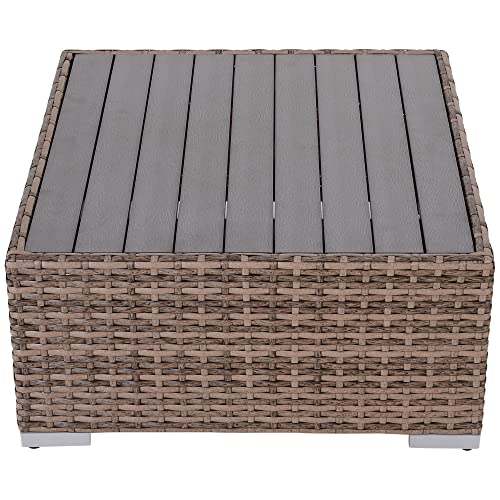 Load image into Gallery viewer, Outsunny 7-Piece Outdoor Rattan Sofa Set Wicker Patio Sectional Sets, Conversation Furniture Set with Cushions & Slat Plastic Wood Table, Grey