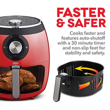Load image into Gallery viewer, Dash DFAF455GBRD01 Deluxe Electric Air Fryer + Oven Cooker with Temperature Control, Non-stick Fry Basket, Recipe Guide + Auto Shut off Feature, 1700-Watt, 6 Quart, 6qt, Red
