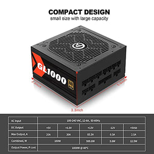 1000W Power Supply 80 Plus Gold Certified Fully Modular PSU (ARESGAME, GL1000)