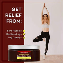 Load image into Gallery viewer, Natural Magnesium Cream for Pain Calm, Leg Cramps, Sleep &amp; Muscle Soreness. With Moisturizing Organic Cocoa Butter and Vitamin E - No Harmful Ingredients. Our USA Made Creme is Safe for Kids (8 fl oz)
