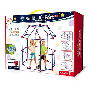 OleFun Fort Building Kit for Kids Age 4,5,6,7,8+Year old Boys & Girls, 120 pcs Forts Builder Creative STEM Toy for Castles, Tunnels, Play Tent, Rocket Indoor & Outdoor- Ideal Christmas & Birthday Gift