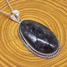Load image into Gallery viewer, Natural Nuummite Gemstone Oval Shape Pendant, Nuummite Cabochon Pendant, 925 Sterling Silver Pendant, Silver Designer Pendant, Necklace Pendant, Gift For Mom
