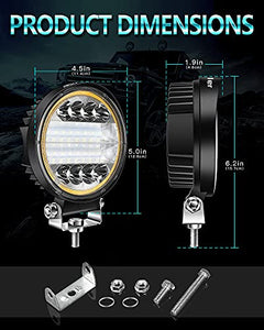 Combriller 3157 LED Bulb White 6000K with Projector Replacement for led reverse lights and Combriller 4.5" Off Road Lighting Spot Flood Combo Beam with Flash Strobe Function Amber Angel Eye-Shape
