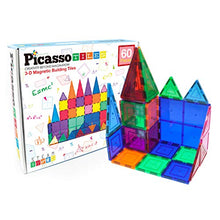 Load image into Gallery viewer, PicassoTiles 60 Piece Set 60pcs Magnet Building Tiles Clear Magnetic 3D Building Blocks Construction Playboards - Creativity Beyond Imagination, Inspirational, Recreational, Educational, Conventional
