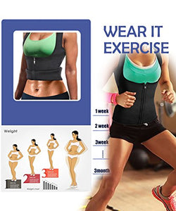 GAODI Women Waist Trainer Sauna Vest Slim Corset Neoprene Cincher Tank Top Weight Loss Body Shaper (M, Black)