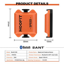 Load image into Gallery viewer, moofit Bike Cadence and Speed Sensor Bluetooth &amp; ANT+ Wireless Cycling Cadence Speed Sensor IP67 Waterproof for Zwift, Rouvy, Endomondo, Peloton, OpenRider and More
