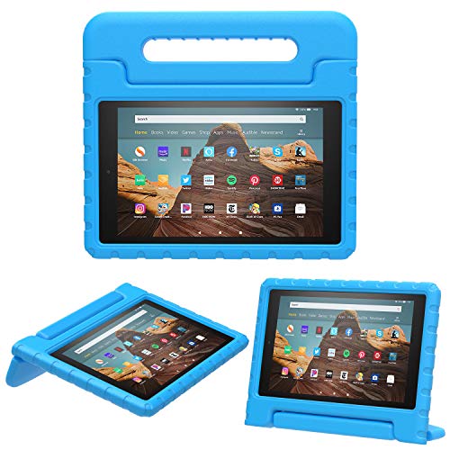 MoKo Case for Fire HD 10 Tablet (5th/7th/9th Generation, 2015/2017/2019 Release), Kids Shock Proof Convertible Handle Light Weight Super Protective Stand Cover Case for Fire HD 10.1 Inch, Blue