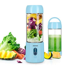 Load image into Gallery viewer, Portable Smoothie Blender, REDMOND USB Rechargeable Blender 4000mAh with 480ml Glass Travel Bottle, 6 Stainless Steel Blades, Battery Indicator for Shakes and Smoothies Outdoor (Baby Blue)
