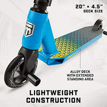 Load image into Gallery viewer, Mongoose Rise 110 Elite Youth and Adult Freestyle Kick Scooter, High Impact 110mm Wheels, Bike-Style Grips, Lightweight Alloy Deck, Blue/Yellow
