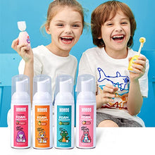 Load image into Gallery viewer, NOHOO Kids Foam Toothpaste with Fruit Flavor, Fluoride Free Natural Formul, Foam Toothpaste for Electric Toothbrush (Strawberry+Orange+Peach+Cantaloupe)
