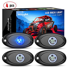 Load image into Gallery viewer, Nilight LED Rock Light 4PCS Blue Light Pods Waterproof Under Body Wheel Well Light Exterior Interior Lights for Car Truck Pickups ATV UTV SUV Motorcycle Boat, 2 Years Warranty
