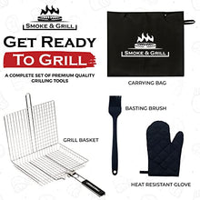 Load image into Gallery viewer, Grill Basket, Barbecue BBQ Grilling Basket, Stainless Steel Large Folding Grilling baskets With Handle, Portable Outdoor Camping BBQ Rack for Shrimp, Vegetables, Barbeque Griller Cooking Accessories
