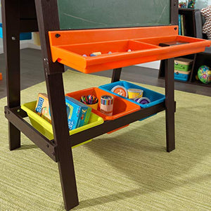 KidKraft Wooden Storage Easel with Dry Erase and Chalkboard Surfaces, Children's Art Furniture - Espresso, Gift for Ages 3+ 25.2 x 23.2 x 47.6