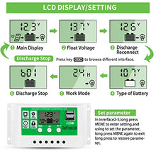 Load image into Gallery viewer, 30amp Solar Charge Controller Kit, 12V/24V Solar Panel Charge Controller with LCD Display Dual USB and 10FT 10AWG Solar Extension Cable

