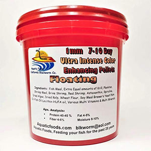 Aquatic Foods Inc. 7-10 Day Ultra Intense Color Enhancing -1mm for Cichlids, Discus, All Tropical Fish Floating Pellets 500g / 1.1 lbs