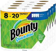 Load image into Gallery viewer, Bounty Quick-Size Paper Towels, White, 8 Family Rolls = 20 Regular Rolls
