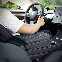 Load image into Gallery viewer, KMMOTORS Model 3, Model y Console Cover, Armrest Cushion, Accessories, Gadgets, Vegan Leather, Console Lid Protector (Black)
