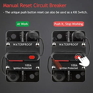 Hamolar 3 Pack 100 Amp Circuit Breaker Manual Reset Car Marine Trolling Motors Boat ATV Manual Power Protect for Audio System Fuse 12V-48VDC