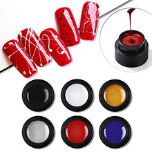 Load image into Gallery viewer, Spider Gel for Nail Art 6 Colors Drawing Gel Nail Polish Set with Painting Brush Soak off Nail Art Design Gel Paint Drawing Gel for Line Wire
