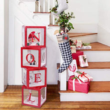 Load image into Gallery viewer, Christmas Decorations Red Black Plaid Noel Box,Large Transparent Noel Blocks Decorations for Fireplace Christmas Tree Decorations Home Decor Holiday Party Decorations
