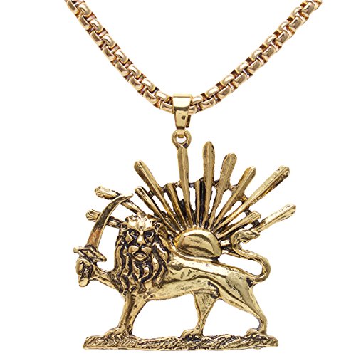 Asoodehdelan Gold Pt Iranian Persian Lion Sun Shir Khorshid Pahlavi Necklace Iran Farvahar (24