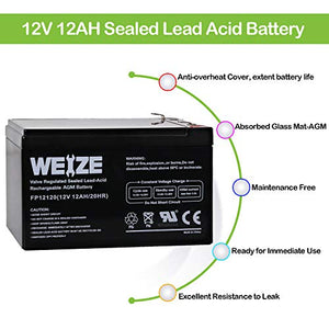 Weize 12 Volt 12AH SLA Rechargeable Battery Replace UB12120, EXP1212, 6FM12, LHR12-12, GPS12-12, F2, 2 Pack