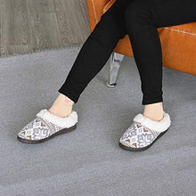 Load image into Gallery viewer, LseLom Fair Isle Slippers for Women Sweater Knit Slippers with Rubber Soles Womens Slippers Indoor Outdoor Fuzzy House Slippers Warm Cozy House Shoes Beige Size 6
