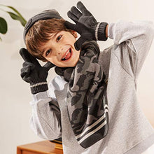 Load image into Gallery viewer, accsa Kid Boy Beanie Camo Reflective Knit Hat Gloves Scarf Set Grey Age 1-3
