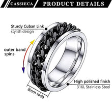 Load image into Gallery viewer, CASSIECA 3 PCS Stainless Steel Fidget Spinner Rings for Women Mens Cool Rotatable Calming Worry Meditation Ring Set Relieving Anxiety Stress
