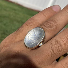 Load image into Gallery viewer, Dur e Najaf Ring Silver | خاتم در النجف الاصلي | AlAliGems | Genuine Dur E Najaf Stone Ring | Engraved Ya Hayder Size 10.75
