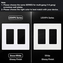Load image into Gallery viewer, [5 Pack] BESTTEN 2-Gang Screwless Wall Plate, USWP6 Snow White Series, Decorator Outlet Cover, H4.69” x W4.73”, for Light Switch, Dimmer, GFCI, USB Receptacle
