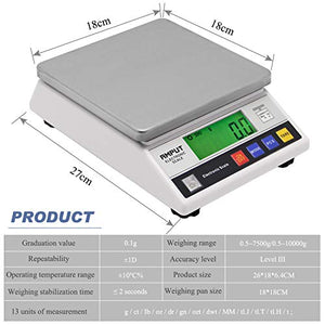 CGOLDENWALL High Precision Scale 10kg 0.1g Digital Accurate Electronic Balance Lab Scale Laboratory Industrial Scale Weighing and Counting Scale Scientific Scale CE 0.1g (10kg, 0.1g)