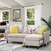 Load image into Gallery viewer, Shintenchi Convertible Sectional Sofa Couch, Modern Linen Fabric L-Shaped Couch 3-Seat Sofa Sectional with Reversible Chaise for Small Living Room, Apartment and Small Space,(Beige)
