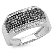 Load image into Gallery viewer, Dazzlingrock Collection 0.42 Carat (ctw) Platinum Plated Sterling Silver Black &amp; White Diamond Men's Hip Hop Ring, Size 8

