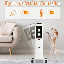 Load image into Gallery viewer, GOFLAME 1500W Oil Filled Radiator Heater, Electric Space Heater with 3 Heating Modes, Adjustable Thermostat, Tip-Over &amp; Overheat Protection, Powerful Oil Heater for Home and Office (White)
