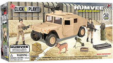 Load image into Gallery viewer, Click N&#39; Play Military Humvee Vehicle 20 Piece Play Set with Accessories
