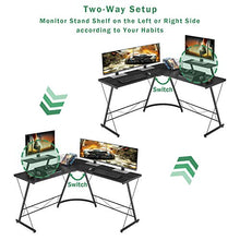 Load image into Gallery viewer, Mr IRONSTONE L-Shaped Desk 50.8" Computer Corner Desk, Home Gaming Desk, Office Writing Workstation with Large Monitor Stand, Space-Saving, Easy to Assemble, Black
